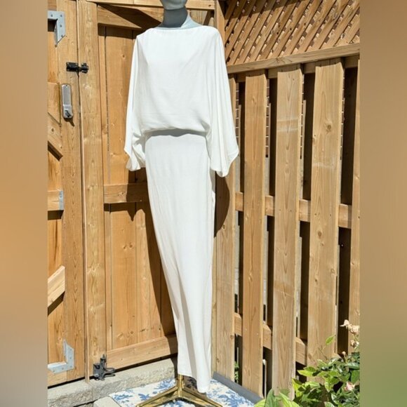 🆕 RAT & BOA 🧿 NWOT Margot Boatneck Long Sleeve Open Back White Maxi, Sz XXS - Picture 5 of 16